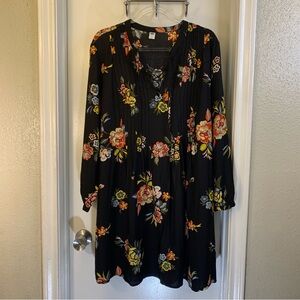 Old Navy Black Dress with Floral Accents